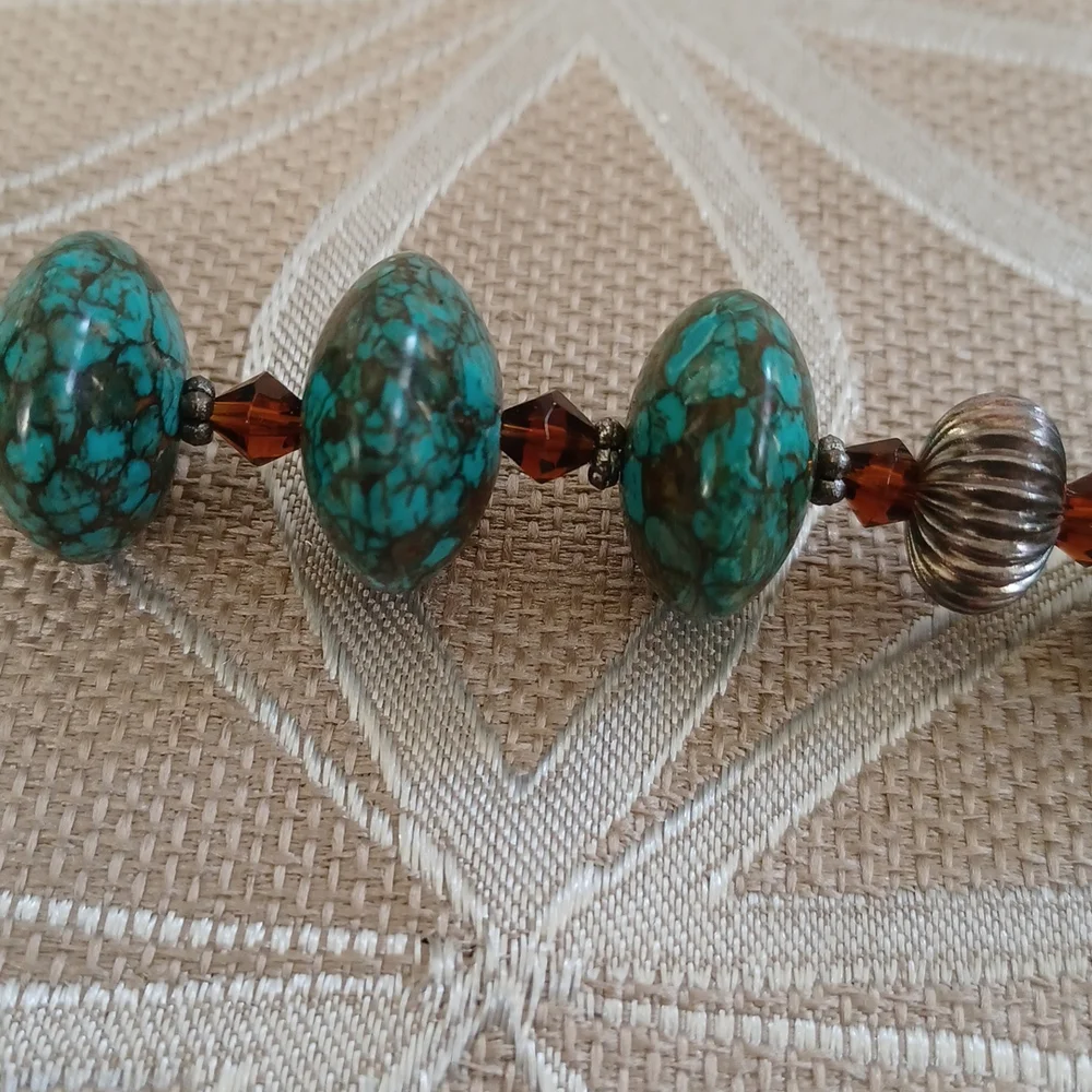 Turquoise and Amber Crystal Choker